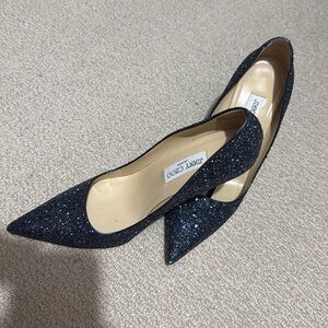 Jimmy Choo Coarse Glitter Heels EU 41/5 US 10 Slip On blue Pumps
One time used